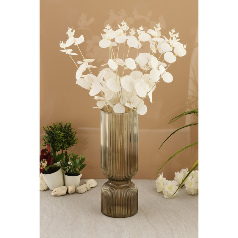 Élégant vase en verre fumées, 4,0 x 11,8 x 4,0 pouces | Fabrication 100% verre durable | Parfait pour la décoration intérieure, les centres de table et les arrangements floraux | Design élégant pour n'importe quelle pièce ou occasion