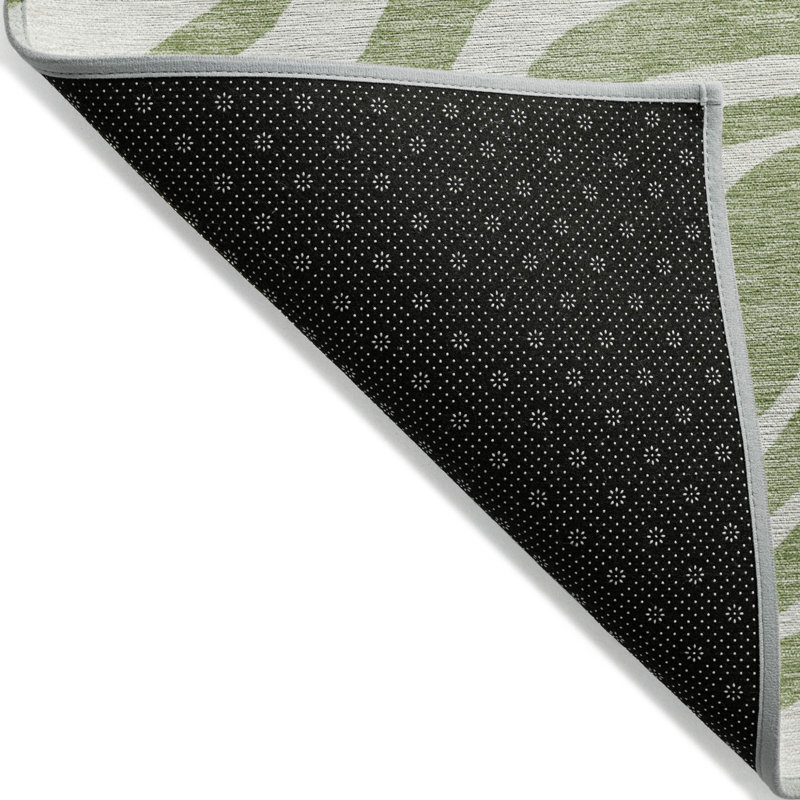 HomeRoots 3' X 5' Artichoke Green And Ivory Animal Print Washable Indoor Outdoor Area Rug
