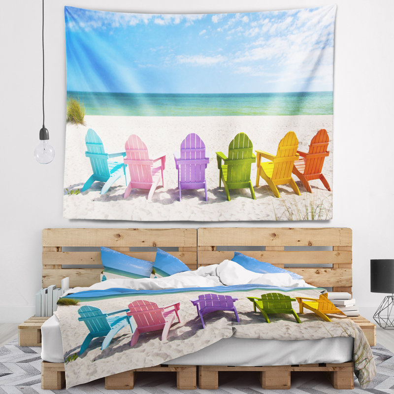 Tapisserie de chaises de plage adirondack de mer, H 32 po x l 39 po