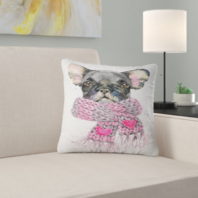 Cute Puppy Dog with Pink Shawl - Animal Printed Pillow