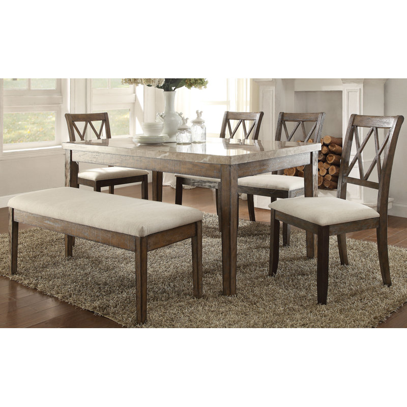 Hendry Marble Top Four Leg Dining Set