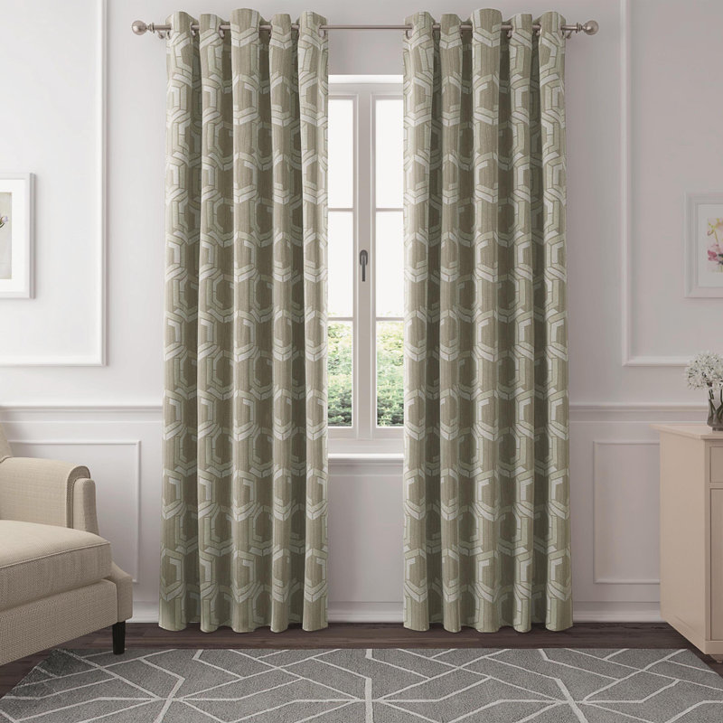 Geometric Max Blackout Single Curtain Panel, Elephant