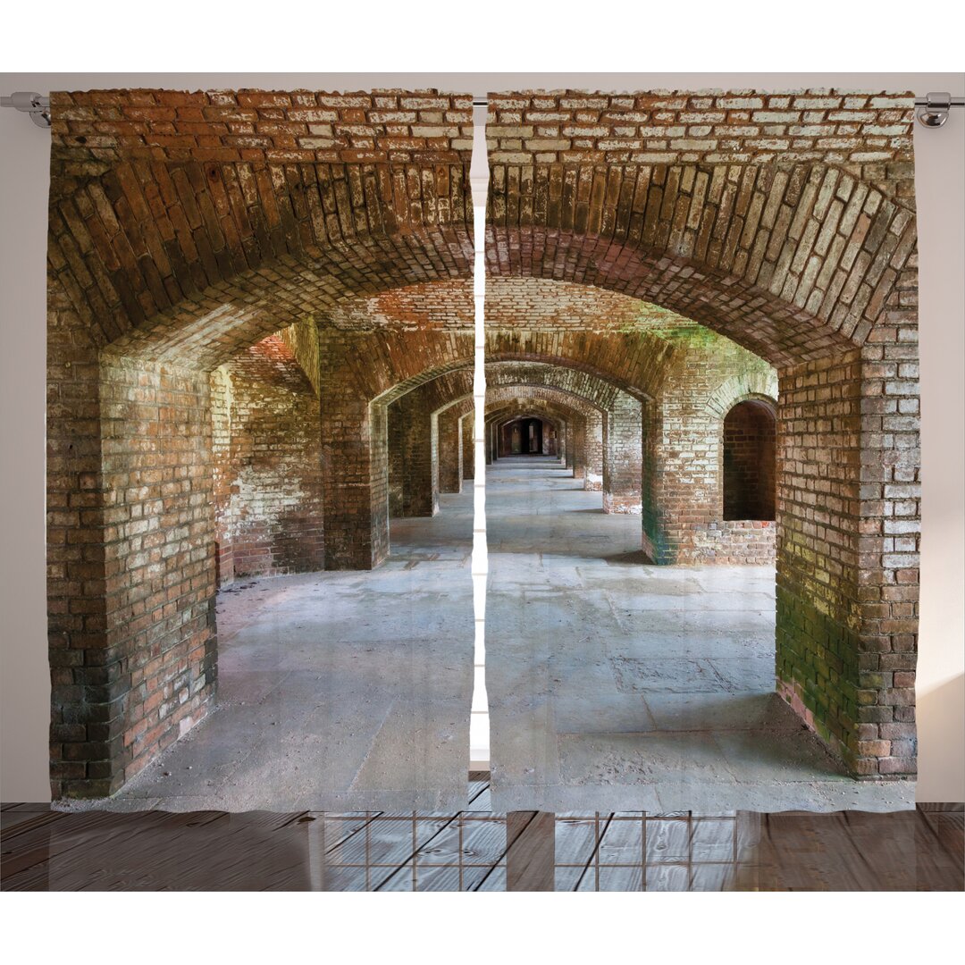 Rustikaler Vorhang, Brick Arches Dry Tortugas, Städtisch, Braun