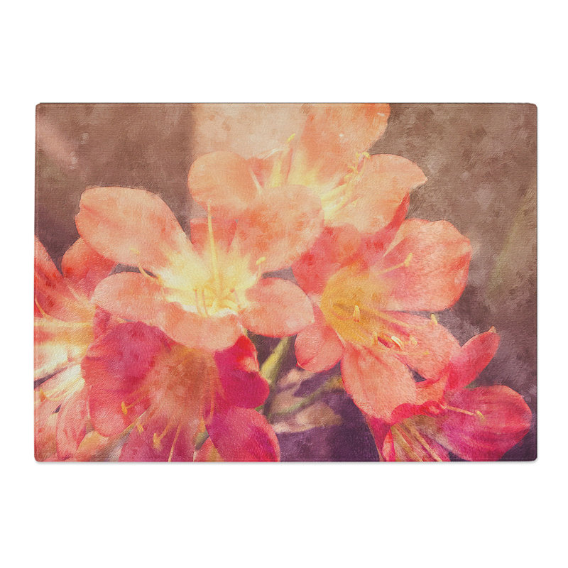 Flowers Painting Chopping Board, 0.4cm H x 28.5cm W x 39cm L