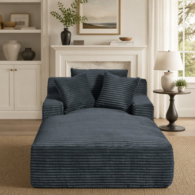 Oversized Chaise Lounge Chair Indoor, Corduroy Upholstered Modern Sofa Couch, No Assembly Required, Comfy Sleeper for Living Room, Office
