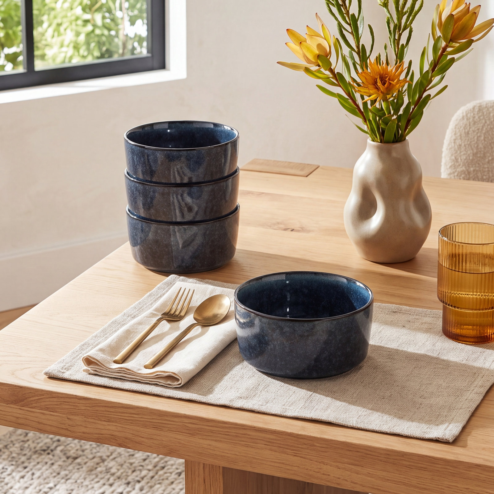Eden Stoneware Cereal Bowl, Blue