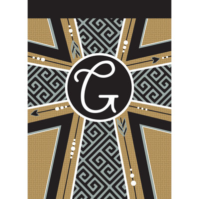 Monogram Cross Burlap 2-Sided Polyester 18 x 13 in. Garden Flag