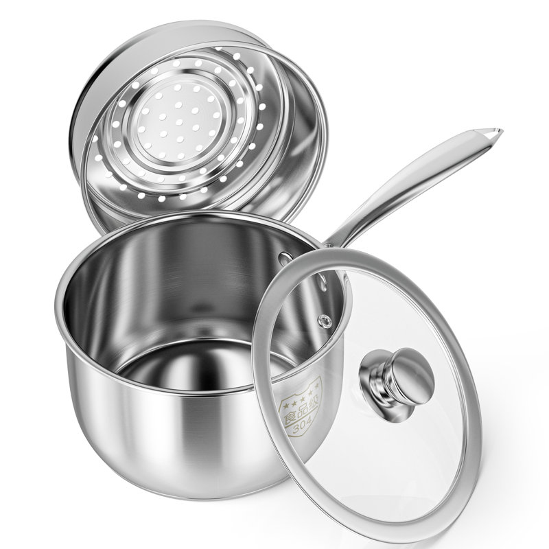 Casserole en acier inoxydable avec panier à vapeur Cookware11