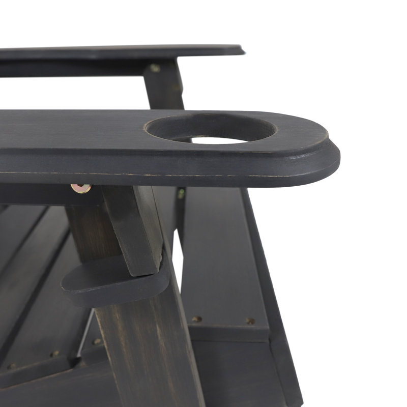 Mccombs Acacia Foldable Outdoor Adirondack Chair, Dark Gray