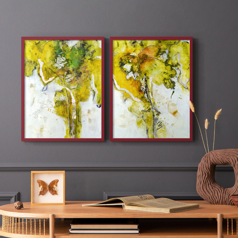 Impression encadrée Golden Foliage I-Premium - prête à être accrochée - aucun clou requis - aucun clou requis, Rouge