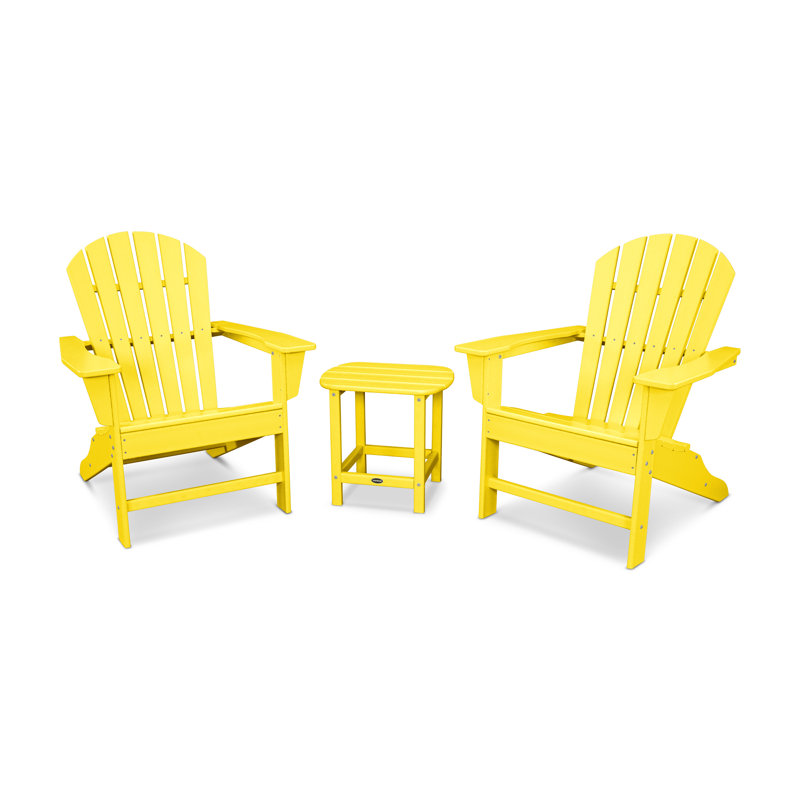 POLYWOOD South Beach Adirondack 3-Piece Set, Lemon