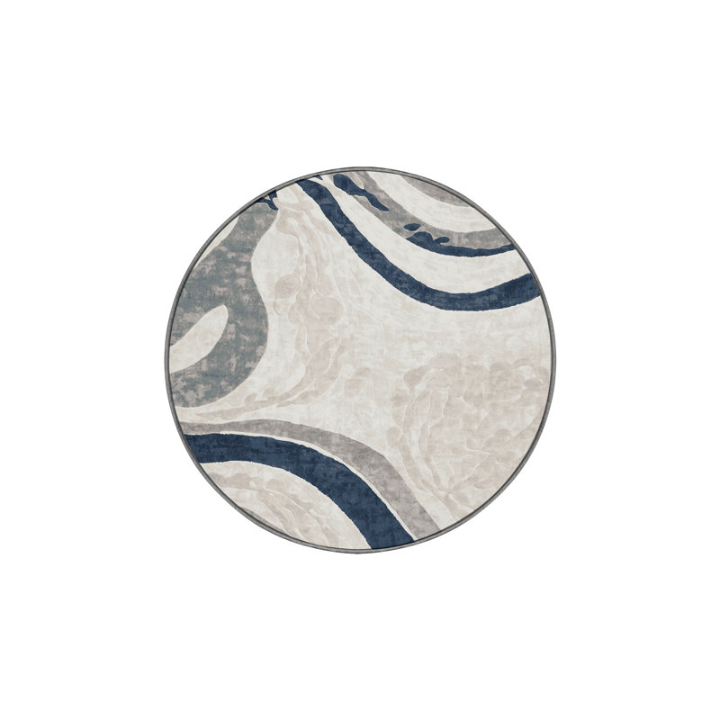Machine Washable Gray Area Rug, Round 7'