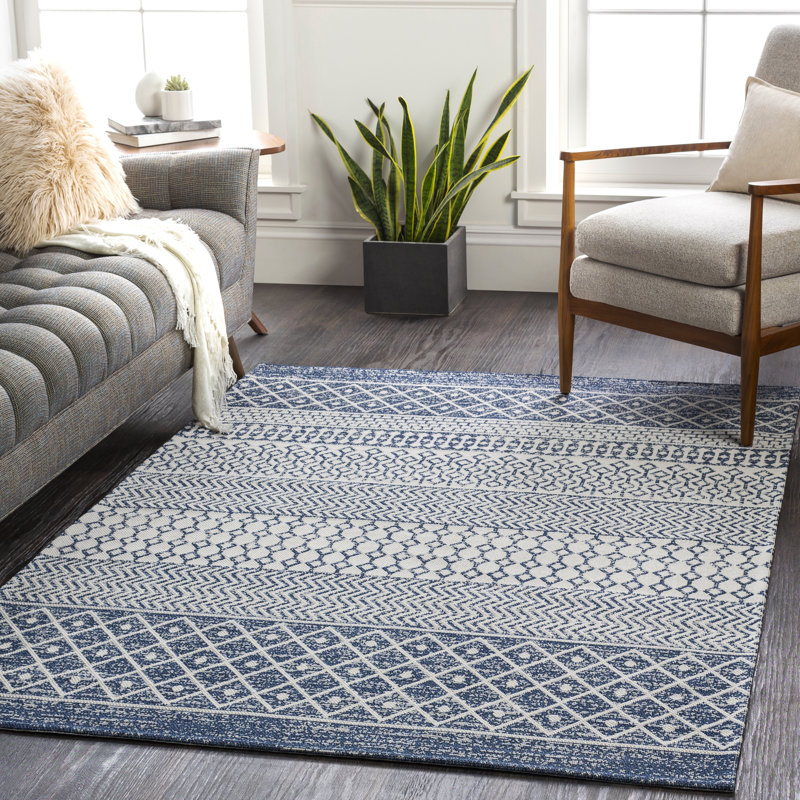 Enloe Cotton Southwestern Indoor Rug, Rectangle 6'7" x 9'