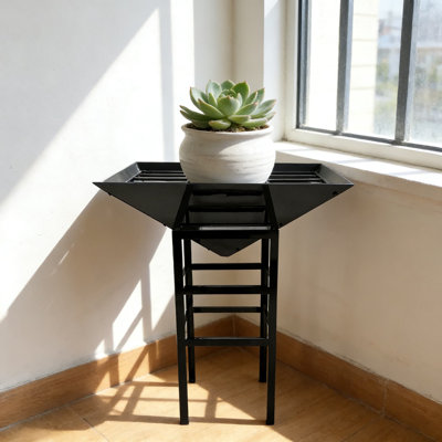 Modern Geometric Metal Planter With Elevated Stand - Heavy-Duty Steel Construction, Chip-Resistant Finish, And Stable Base Design For Indoor And Outdo by Arlmont & Co.