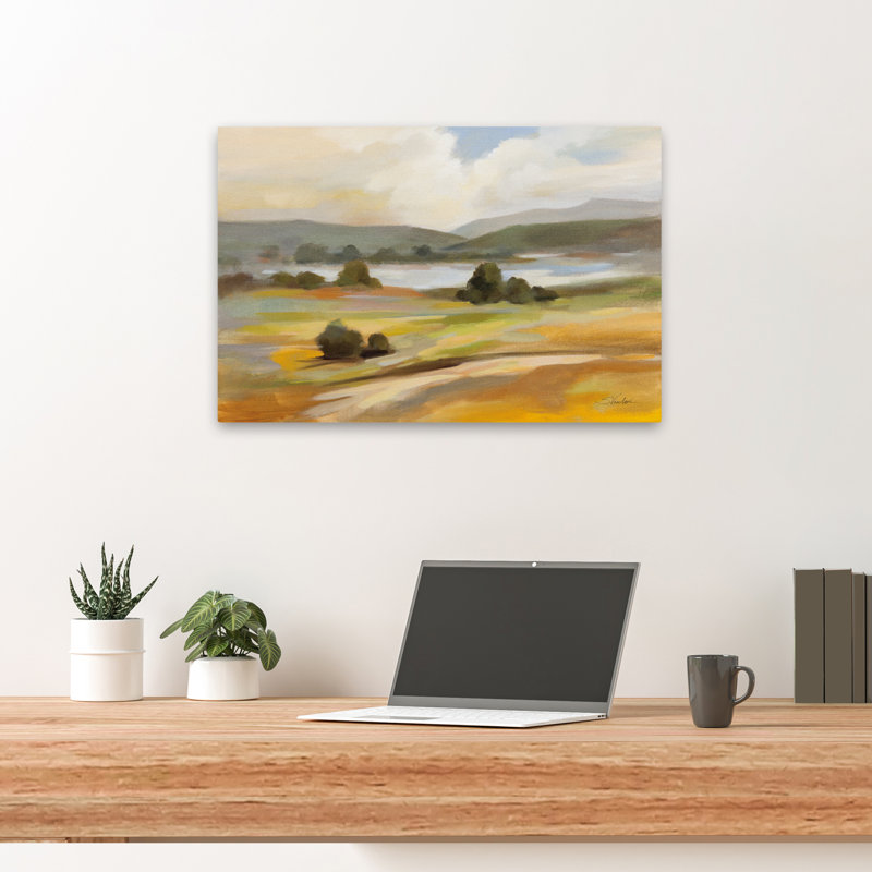 Paysage tranquille - champs de nuages bleu-brun, H 24 po x l 16 po