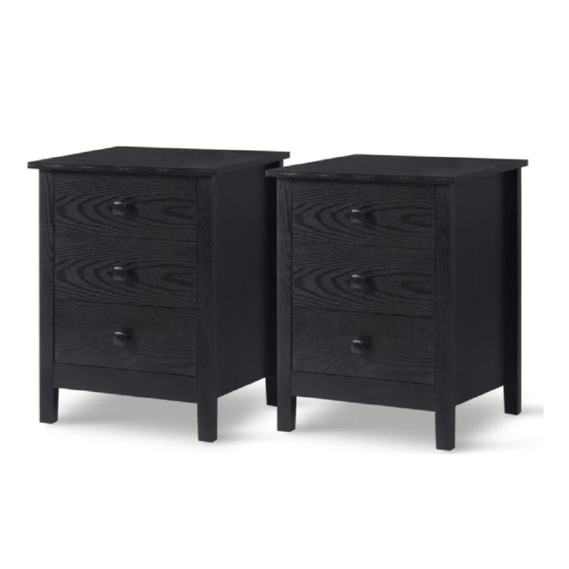 Ensemble de table de chevet en bois 18 po - Ensemble de 2 tables de chevet blanches, Black