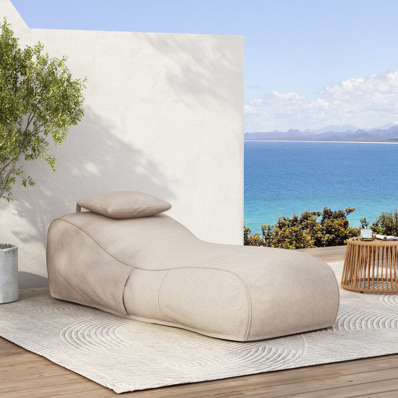 Fauteuil à billes avec repose-tête Lyric, Beige