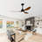 52" Ceiling Fan With Lights Quiet DC Motor 3 ABS Blade Ceiling Fans 6 Speed Levels,Reversible Ceiling Fan, For Patio Living Room, Bedroom, Office,Indoor. Matte Black + Walnut-125784039