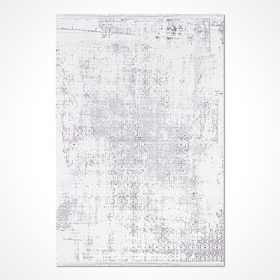Tapis moderne / abstrait beige lavable à la machine antidérapant