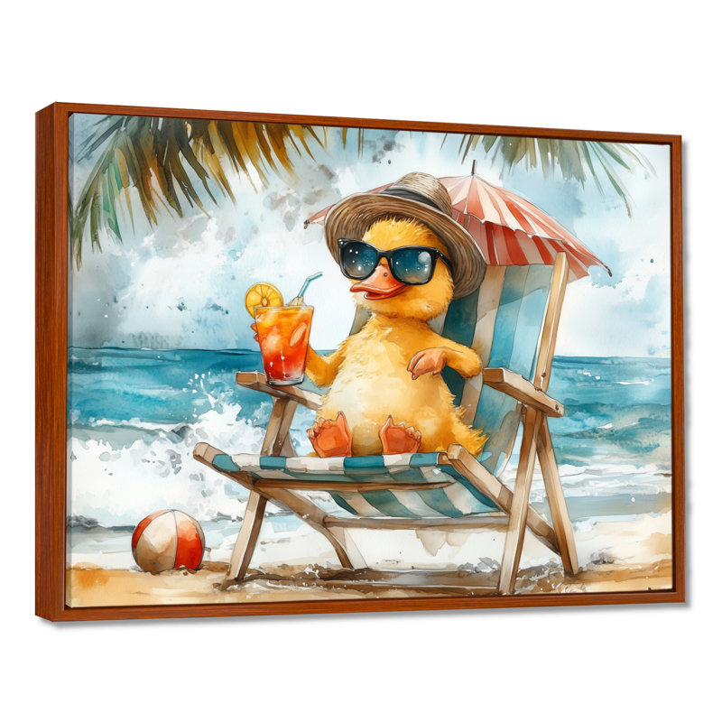 Sandler - art mural animaux côtiers, Toile avec cadre flottant brun, H 12 po x l 20 po x P 1 po