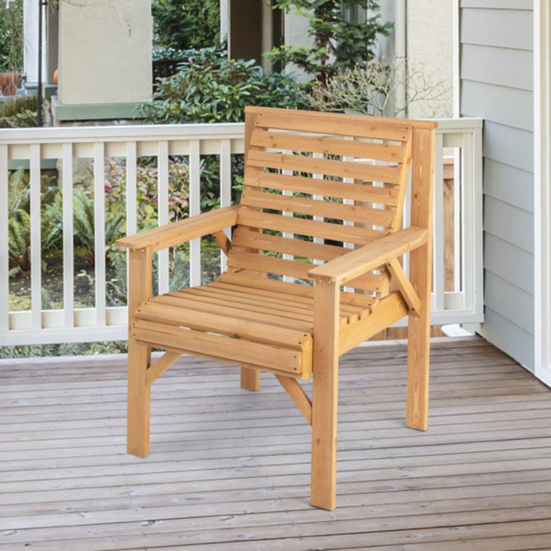 Chaise de patio en bois de sapin Millwood Pines