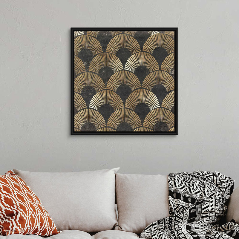 «Golden Art Deco II» par Aimee Wilson, reproduction sur toile, Impression encadrée, H 32 po x l 32 po, Noir