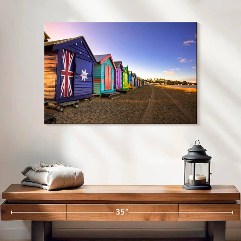 Lilie Multicoloured Brighton Beach Huts, 16" H x 24" W