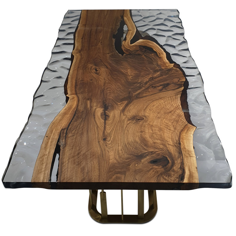 Walnut Metal Base Dining Table, H76 x L244 x W134cm
