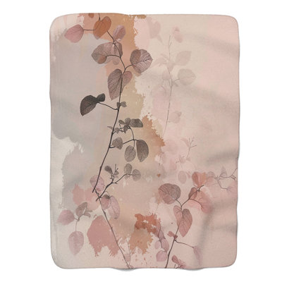 Wabi Sabi Pink Blooms - 1 Piece Premium Sherpa Blanket