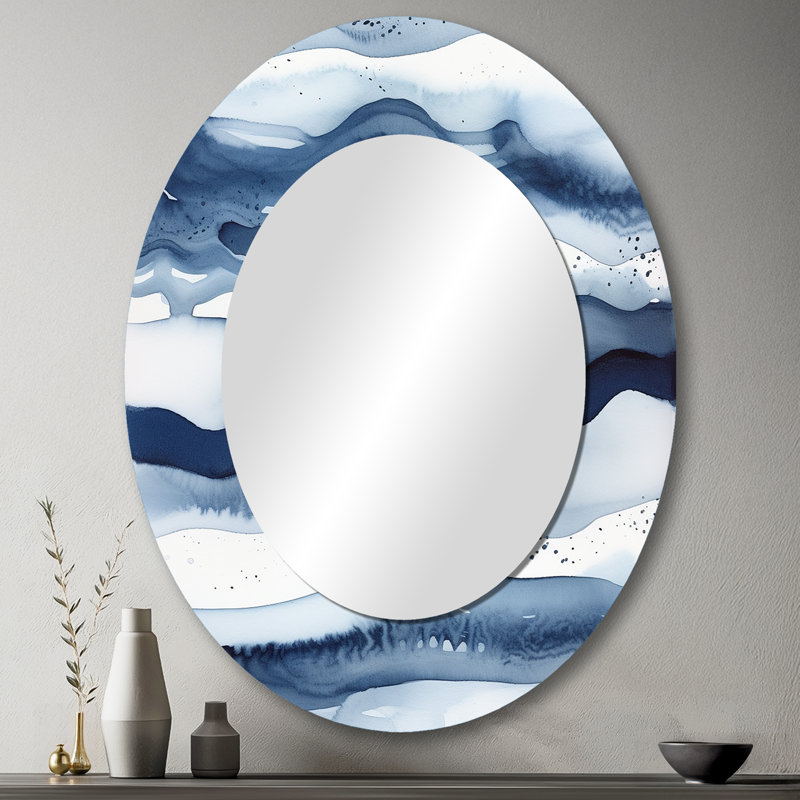 Abstrait abstrait bleu classique vagues bleues III, 43 po x 33 po