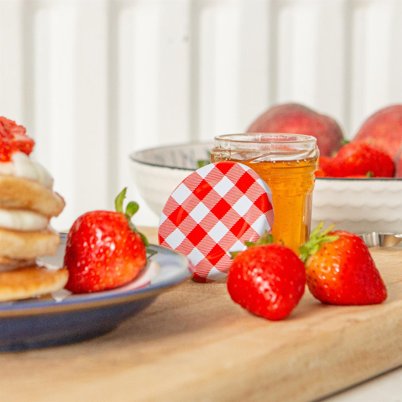 Glass Jar - Set of 6, 30ml, Red Gingham