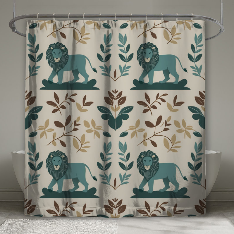 Lion Leaf Pattern Shower Curtains Extra Long, L 70 po x H 93 po