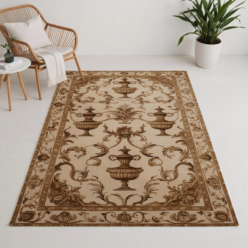 Tapis d'intérieur et d'extérieur brun français, Rectangle 9 pi x 12 pi