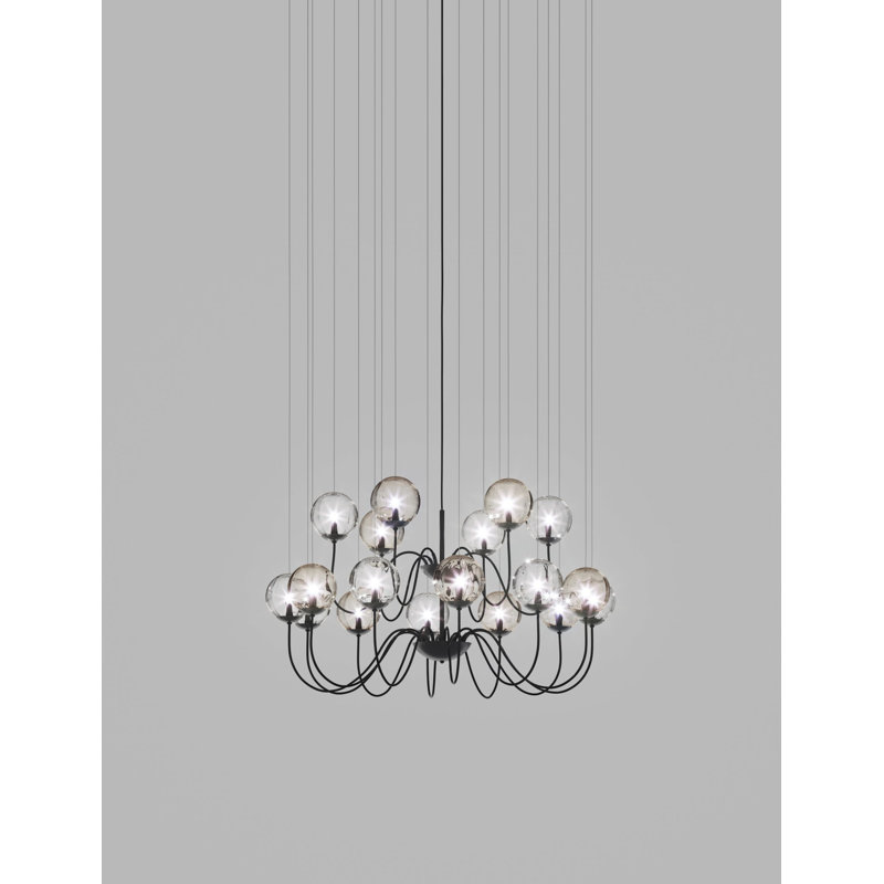 Puppet 18 - Light Chandelier, Smoky Transparent;Crystal Transparent, Matte Black