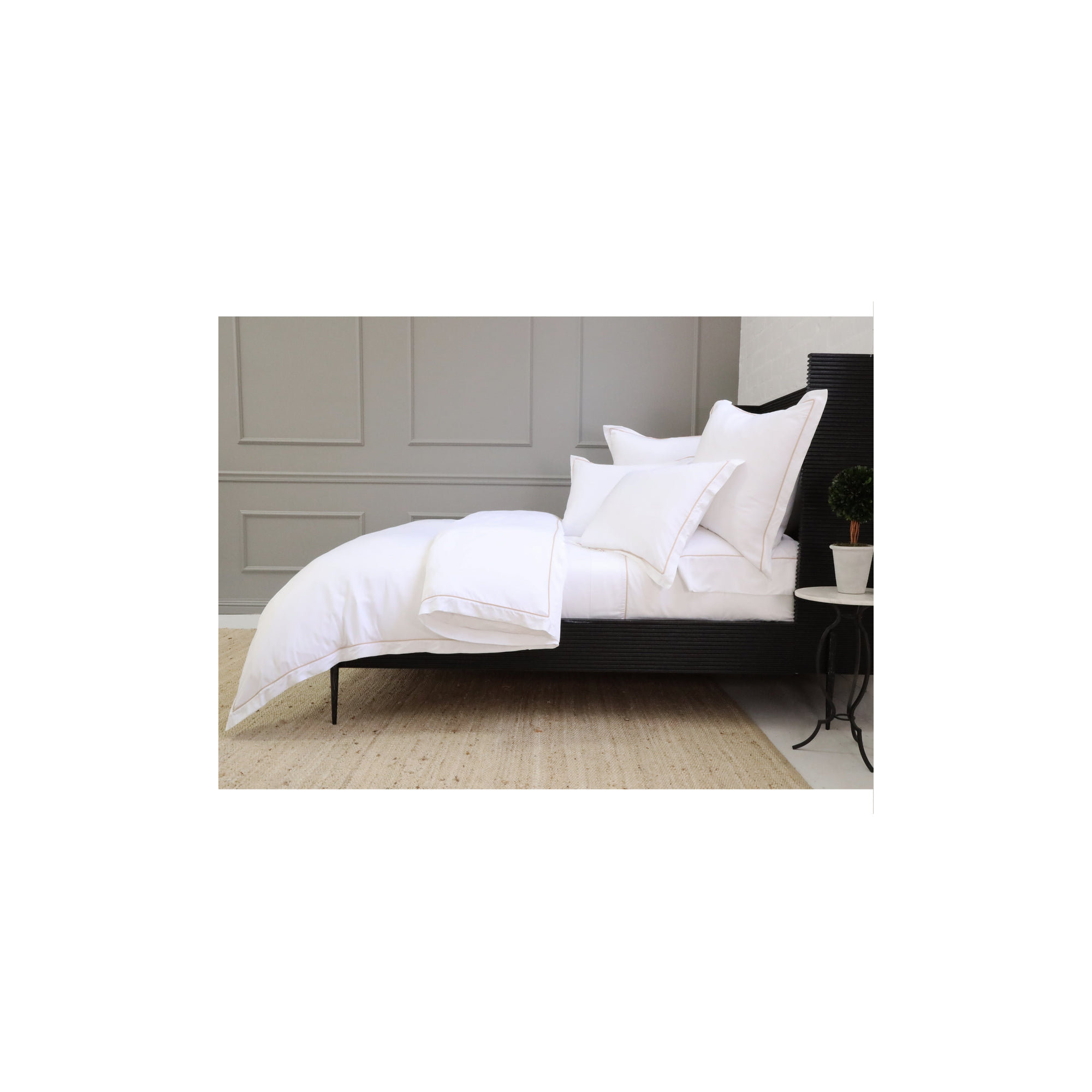Sheena Rayon From Bamboo Duvet Cover Set, White/Sand, King Duvet Cover + 2 King Shams