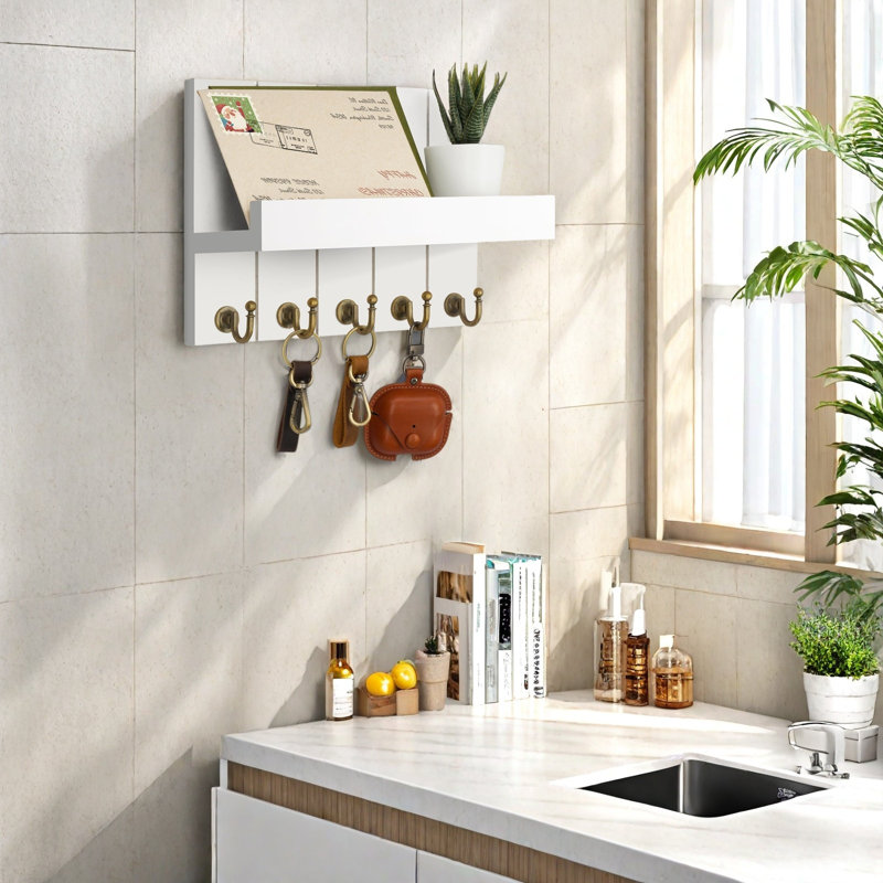Porte-clé décoratif pour mur, Blanc