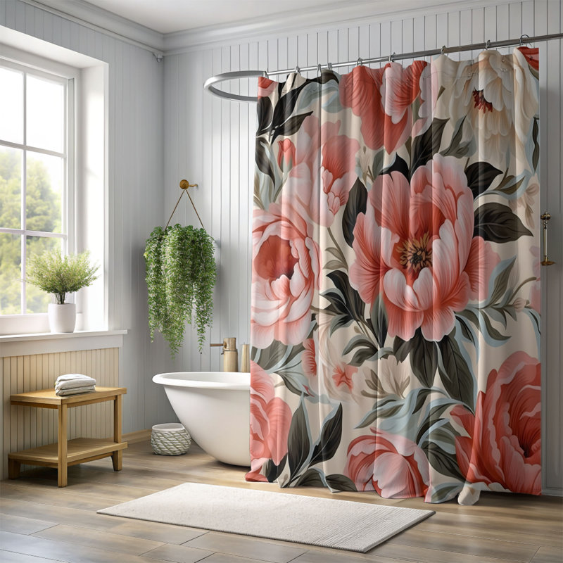 Rideau de douche Peony Garden - Premium, H 74 po x l 71 po