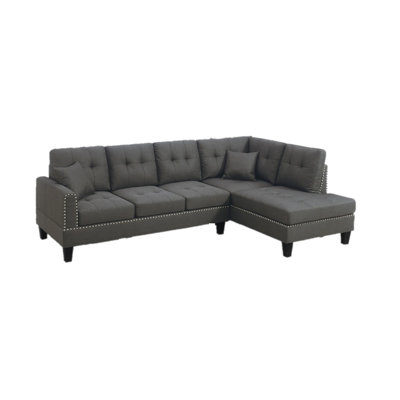 Ensemble de canapé modulaire 2 pièces Mobilier de salon LAF et méridienne RAF couleur café foncé capitonné
