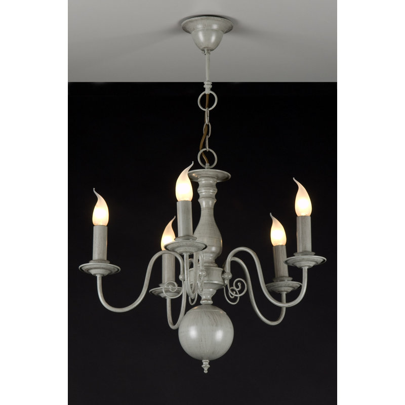 Doughton 5 - Light Candle Style Chandelier, Grey Mauve