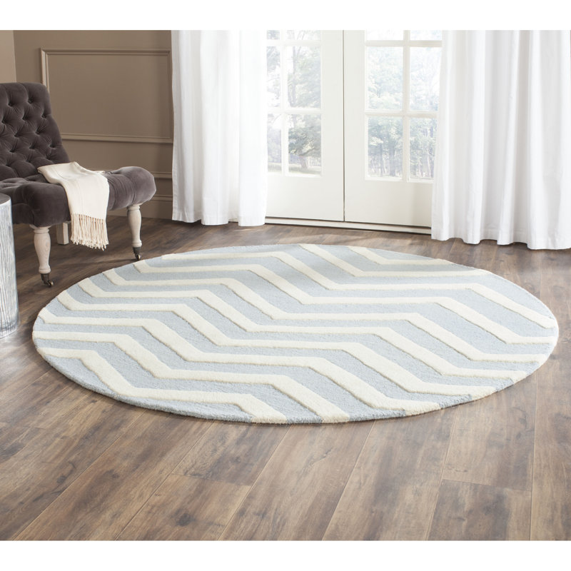 Sanyla Hand Tufted Wool Chevron Rug, Round 6'