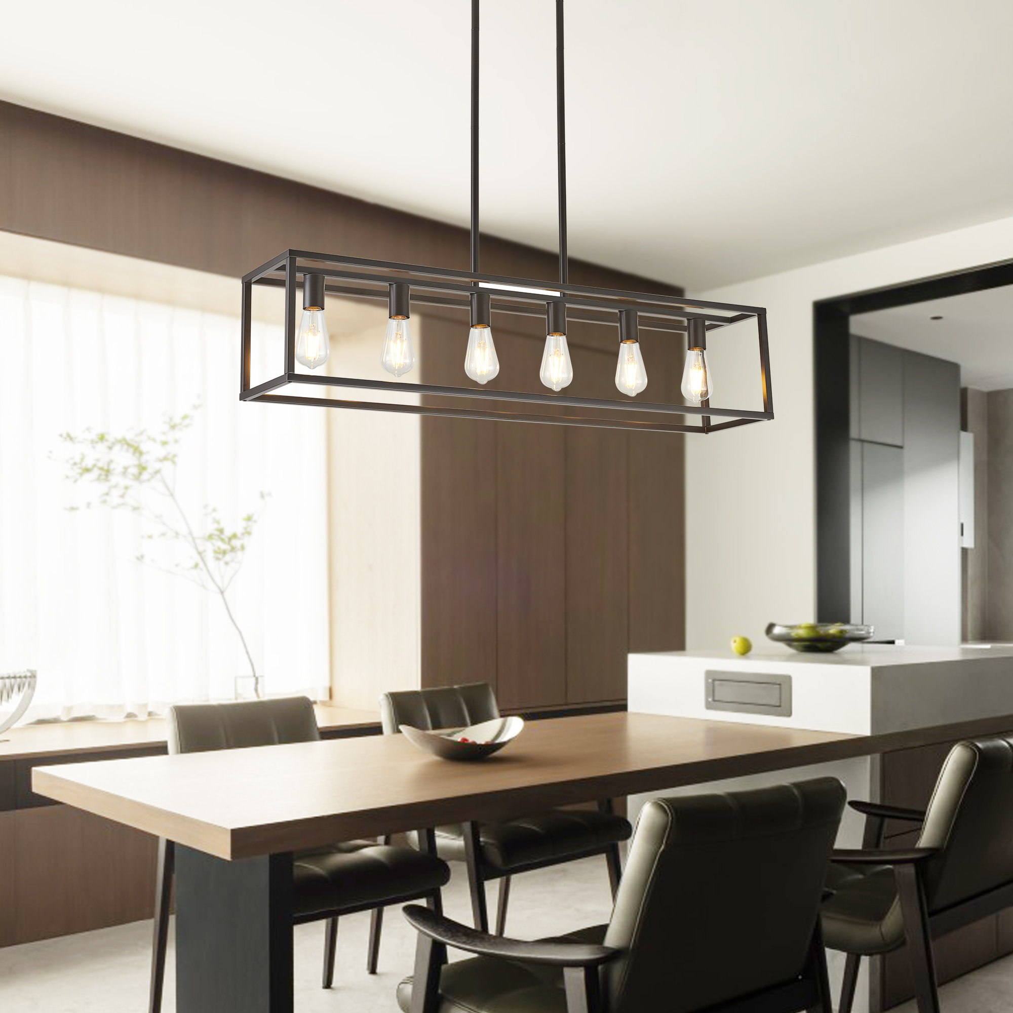 Gracie Oaks 6 - Light Rast Linear Pendant | Wayfair