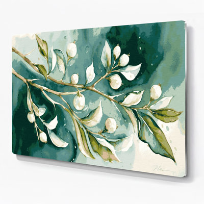 Christmas Mistletoe hanging in doorway Green Metal Wall Art