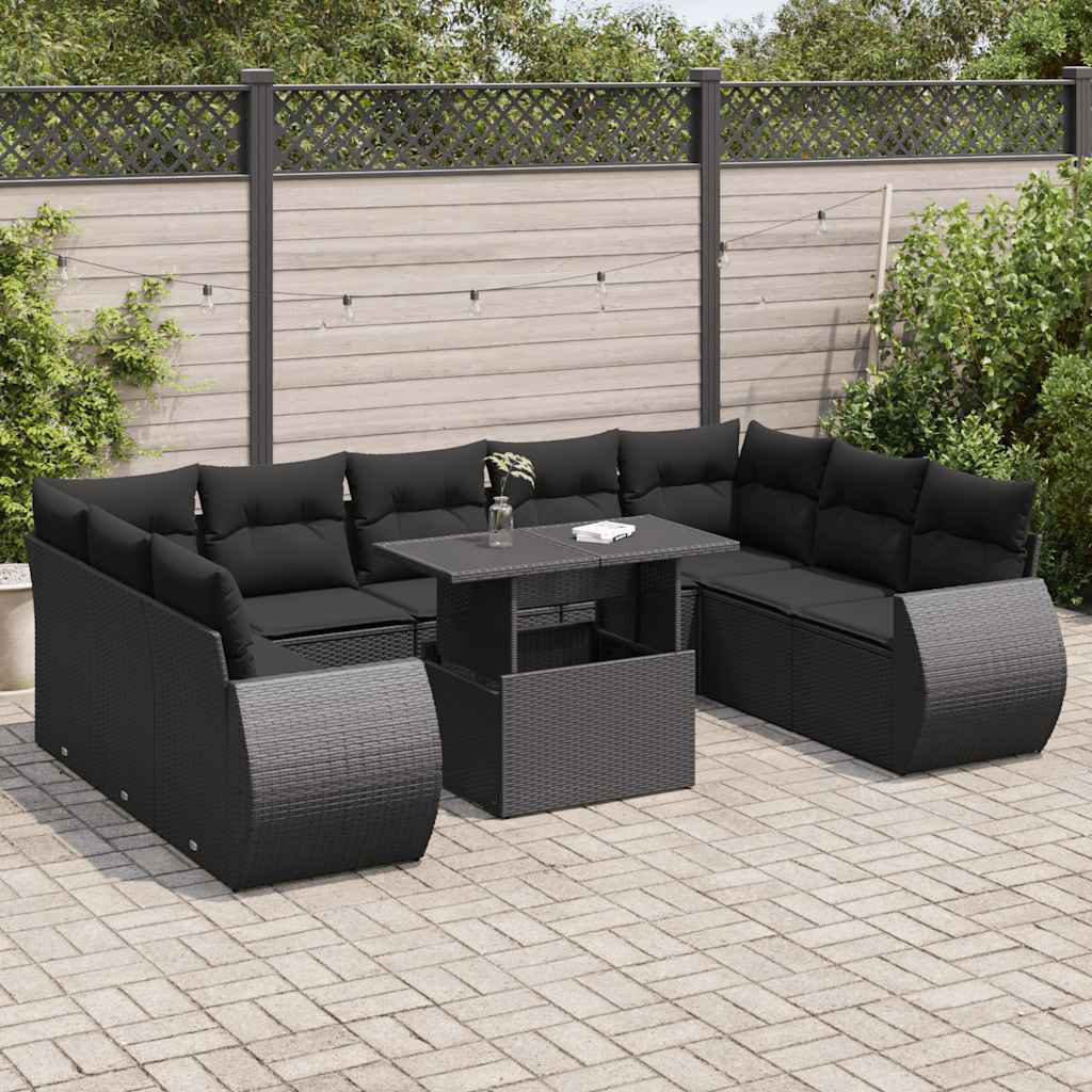 Vidaxl 10-Tlg. Garten-Sofagarnitur Mit Kissen Beige Poly Rattan