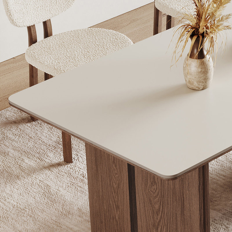 Table de salle à manger rectangulaire blanc pur, H 29,52 po x L 78,74 po x l 35,43 po