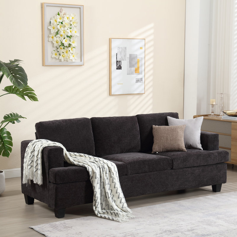 Canapé Derrald, Noir, Gris chenille, 3
