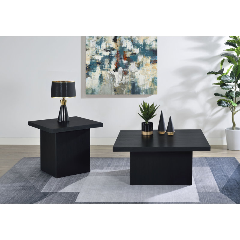 Ensemble de tables basses 2 pièces Coomes, Noir, 2 pièces: table de bout, table basse