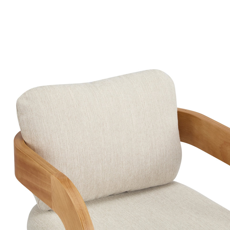 Ensemble de 2 chaises de salle à manger avec dossier coussiné et tissu bouclé, Beige, Naturel