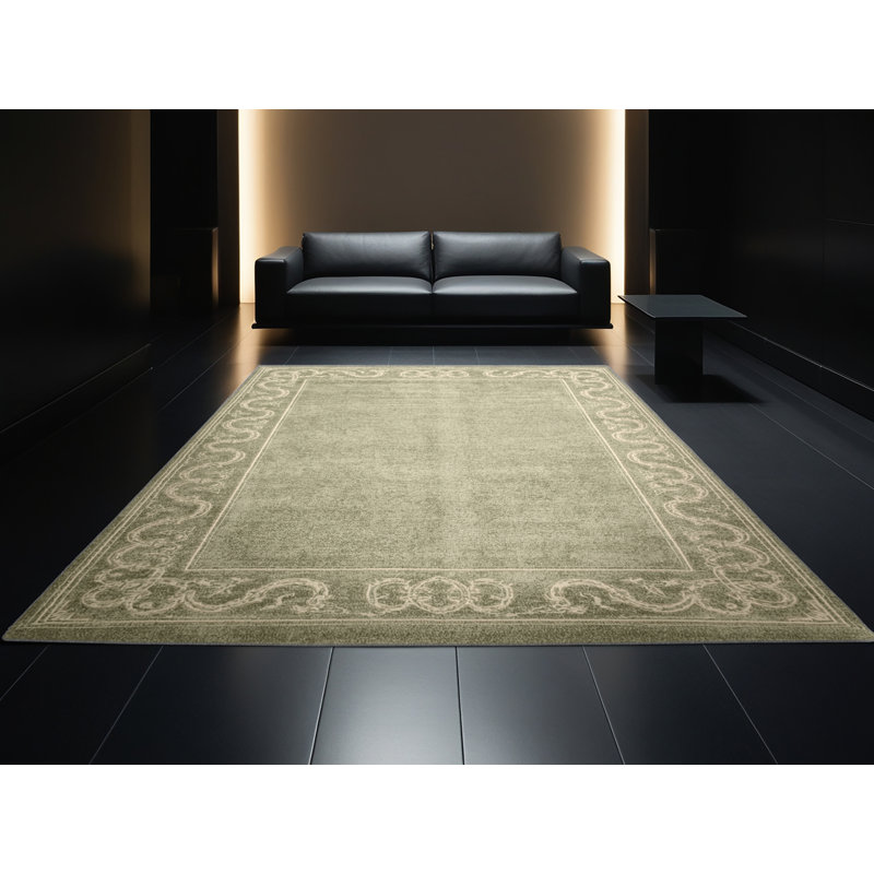 Soft Plush Feuerstein St Patties Modern & Contemporary Abstract Area Rug in Brown – Gray Binding, 4x6