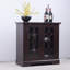 Buffet spacieux de 34,37 po x 15,55 po x 34,06 po à 2 portes en verre trempé transparent avec tablette réglable, panneau de fibres à densité moyenne et stratifié décoratif rouge foncé pour la salle à manger, la cuisine et le salon