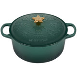 Le Creuset Noel Collection 4.5 Qt Round Cast Iron Oven with Embossed Tree